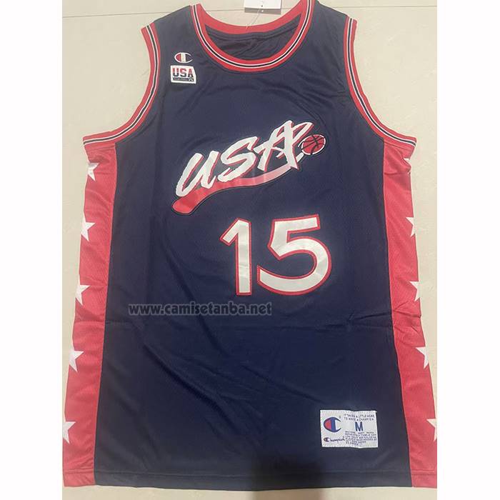 Camiseta USA 1996 Hakeem Olajuwon NO 15 Azul